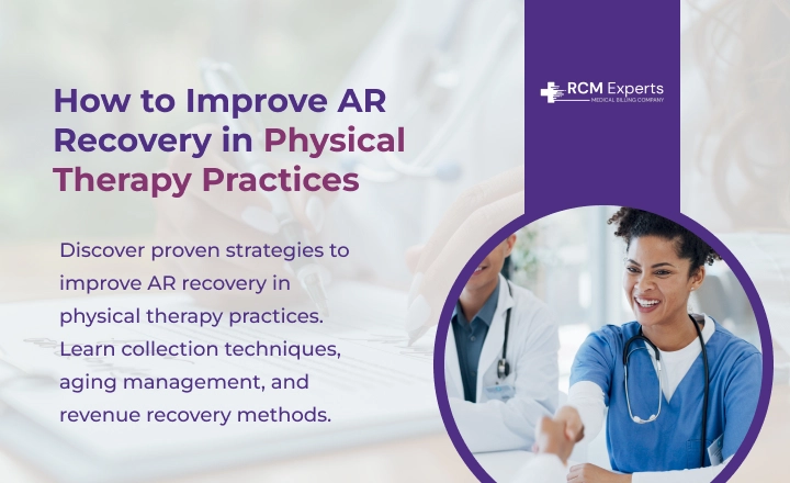 The image includes a physical therapist and overall it potrays the concept of improving AR recovery for physical therapy practices.